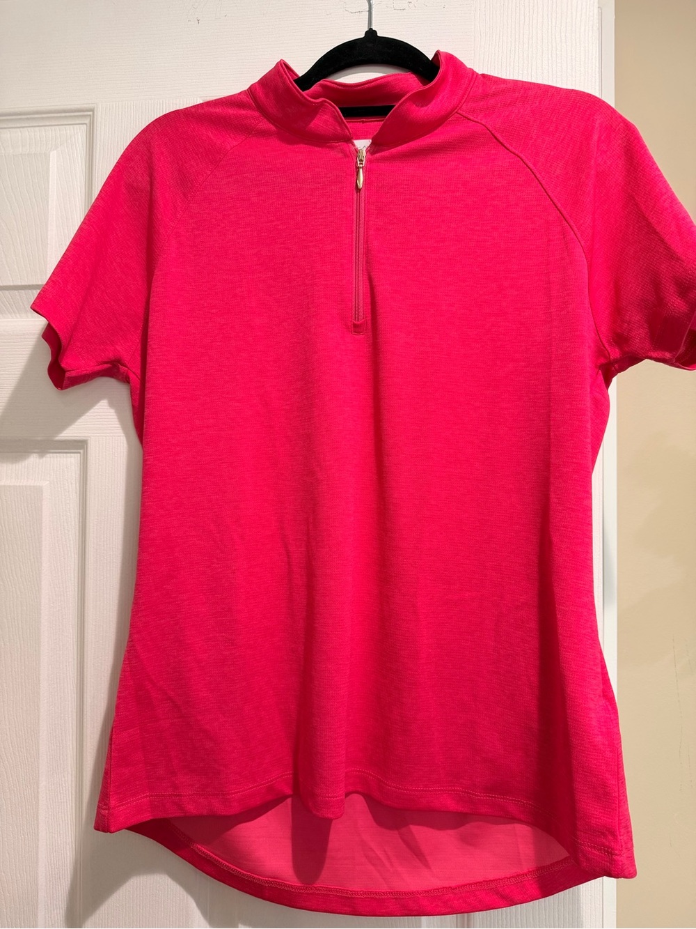 Guy Harvey Short Sleeve Half-Zip Top in Bright Pink